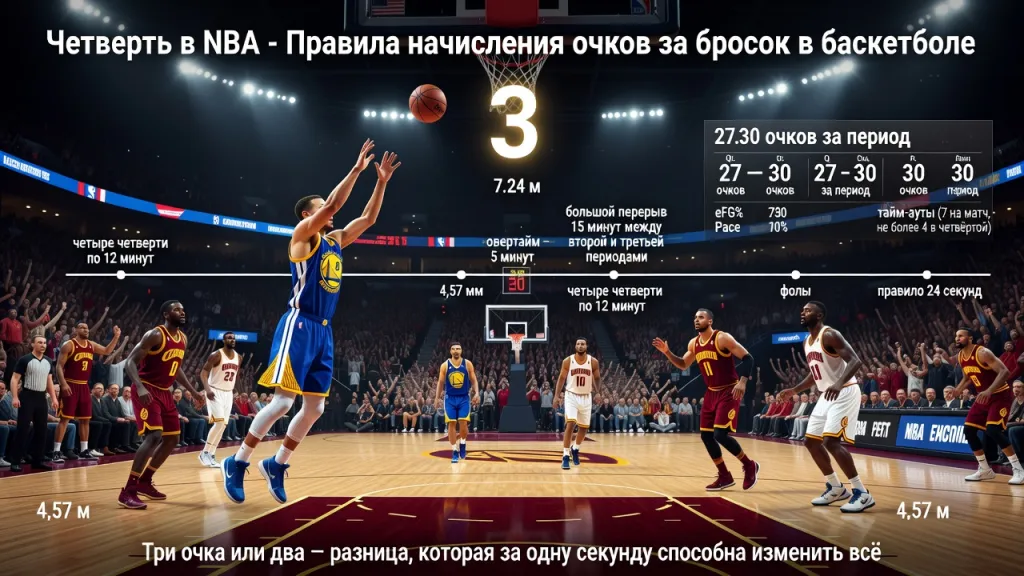 Четверть в NBA - Правила начисления очков за бросок в баскетболе
